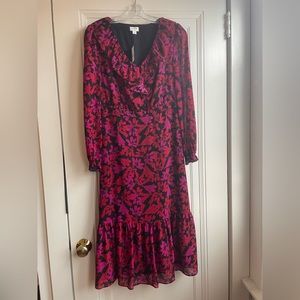 NWT red, pink and black J.Crew midi dress